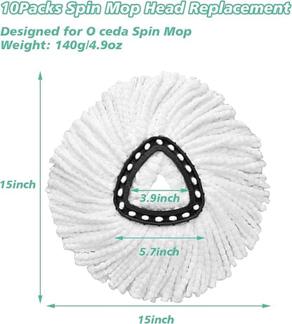 20PCS Spin Mop Replacement Head,100% Microfiber Mop Heads Replacements Compatible with Triangle Spin Mop,360 Degree Round Spin Mop Replacement Head for Easy House Cleaning Floor Mopping - size: 20PCS