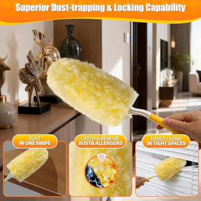 30 Count 360° Heavy Duty Duster Refills, Compatible with Swiffer Duster, Includes 1 Short Handle & 1 3 ft Extendable Handle, 4X Microfiber Cleaning Dusters, Disposable Unscented - style: 30 Refills + 2 Handle