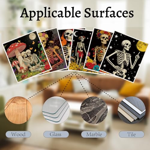 CREATCABIN 6Pcs Floral Skull Swedish Dishcloths for Kitchen Gothic Skeleton Swedish Cloths Reusable Dish Towels Absorbent Washable Cellulose Cleaning Sponge Cloth No Odor for Home Table 6.7x7.6 Inch - style: Skull