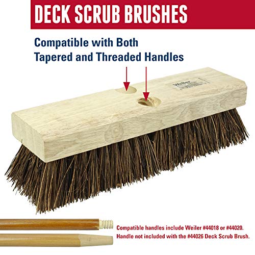 Weiler 44026 Heavy Duty Deck Scrub Brush with Natural Palmyra Bristles for Wooden Decks, Conrete Patios, and Other Rough Surfaces - size: 10", style: Palmyra