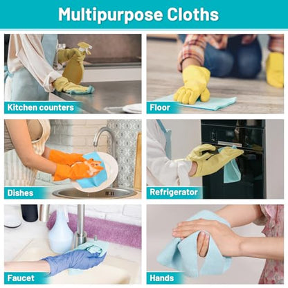 85 Pack Tear Away Microfiber Towels Roll, 10" x 10" Value Pack Reusable Cleaning Towels Absorbent Rags Fast Drying Dishcloths Lint Free Cleaning Wipes for Kitchen House Car - color: Blue, style: 85 PCS