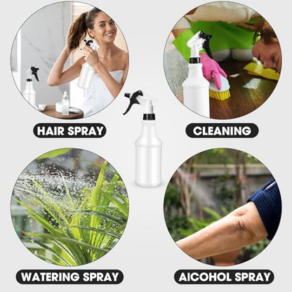 Rtteri 24 Pcs 16 Oz Plastic Spray Bottle for Cleaning Solutions Bulk Empty and Reusable Leak Proof Spraying Bottles for Cleaning, Water, Auto Details, Commercial, Bathroom(Black, White) - color: Black, White