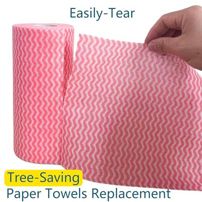 Reusable Paper Towels, 120 Full Sheets 2 Pack, Zero Waste Paperless Kitchen Cloths, Multi-Purpose Cleaning Wipes, Washable Towels - Pink - color: Pink 2 Rolls