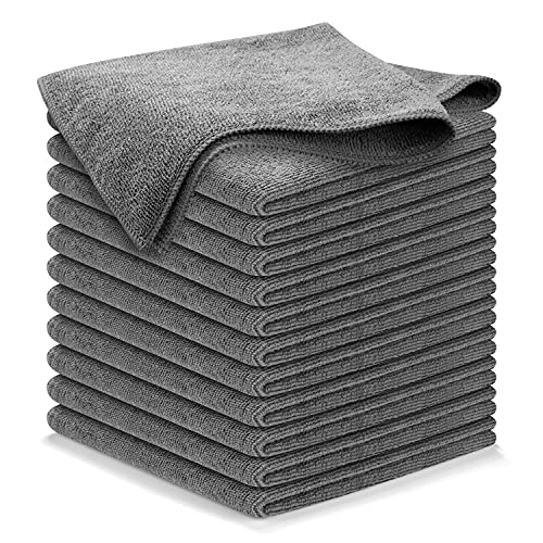 USANOOKS Microfiber Cleaning Cloth Grey - 12 Pcs (12.5"x12.5") - High Performance - 1200 Washes, Ultra Absorbent Microfiber Towel Weave Grime & Liquid for Streak-Free Mirror Shine - Car Washing Cloth - color: Gray, size: Pack of 12