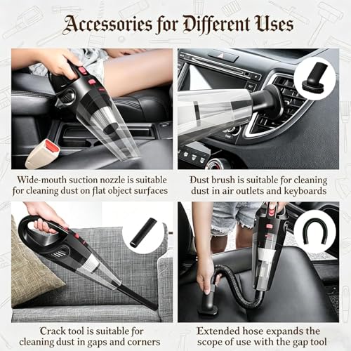 Oryzom Handheld Vacuum,Ultra-Powerful Cordless Handheld Vacuum, Portable Wet & Dry Cleaning, Fast Charging, Lightweight & Low Noise, Compact Vacuum for Car and Home Use