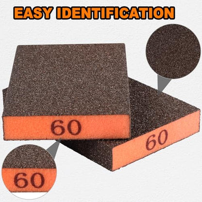 8 Pack Sanding Sponge, Washable & Reusable Sanding Blocks for Drywall, Wood, Metal & Furniture — Premium Sandpaper Block Assortment with 60/80/120/220 Grit