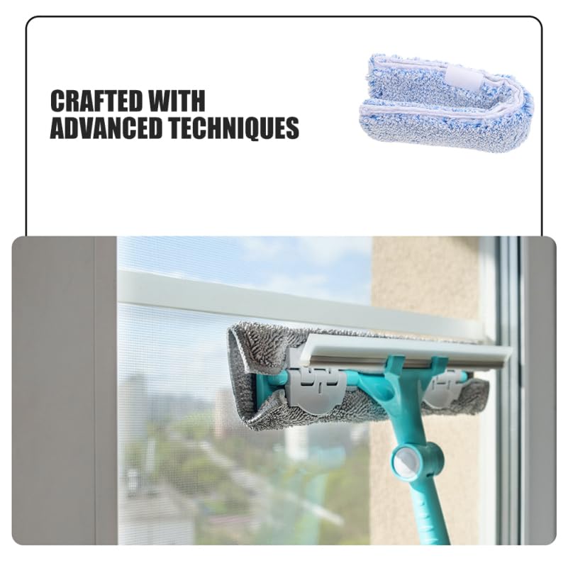 OUNONA Replacement Window Scrubber Pads 4-Pack Reusable Microfiber Squeegee Sleeves for Window Cleaning Bathroom Mirrors Tabletops 14.17X2.75X1.57 Inch