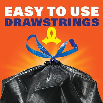 Hefty Ultra Strong 33 Gallon Trash Bags, Large Trash Bags 33 Gallon Size, Trash Can Liners, Break Resistant Drawstring Closure, Resists Leaks, Punctures, and Tears, Black, 40 Bags - style: 40 Count- Unscented