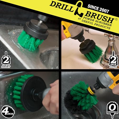 Crock Pot Scrubber - Cast Iron Skillet - Cleaning Supplies - Drill Brush Kitchen Cleaning Kit - Cutting Board, Stove, Sink, Counter-Top, Baseboard, Trash Can, Tile and Flooring - Grout Cleaner - color: Green