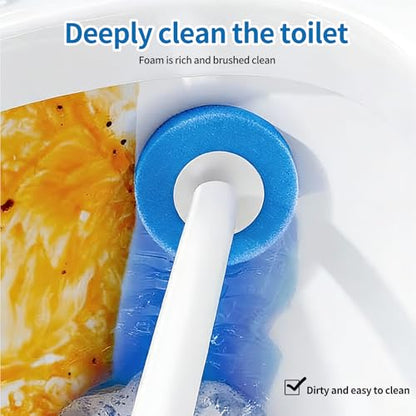 SOPAMI Disposable Toilet Cleaning System, Toilet Wand Kit with 16 Refills, 17-Inch Handle, Wall-Mounted or Floor-Standing Holder for Routine Bathroom Cleaning