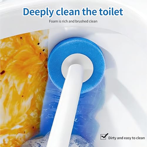 SOPAMI Disposable Toilet Cleaning System - Toilet Wand Kit with 32 High-Performance Refills, Wall Mounted Toilet Brush and Holder for Deep Cleaning Bathroom 32pcs | Auto Lid Opener Wall-Mounted Toilet Wand Kit for Deep Cleaning Bathroom Touch Free Access