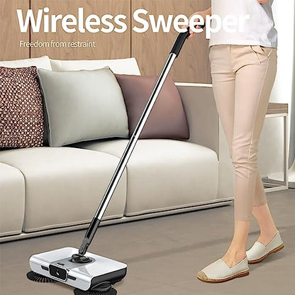 ERICAT Hand Push Floor Sweeper, Lazy Sweeper Machine with Handle, 90° Rotating Cleaning Sweeper, Low Noise and Non-Electric,Removable Waste Chute and Easy to Operate, for Home Office Carpet Cleaning