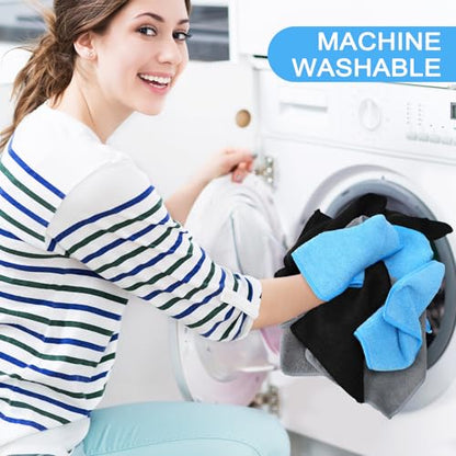 Tanlade Cleaning Cloth Dry Erase Cloth Cleaning Rags Reasonable Kitchen Towels Microfiber Towels Cars Wash(6 x 6 Inch,Blue/Gray/Black,50 Pcs) - color: Blue/Gray/Black, size: 6 x 6 Inch
