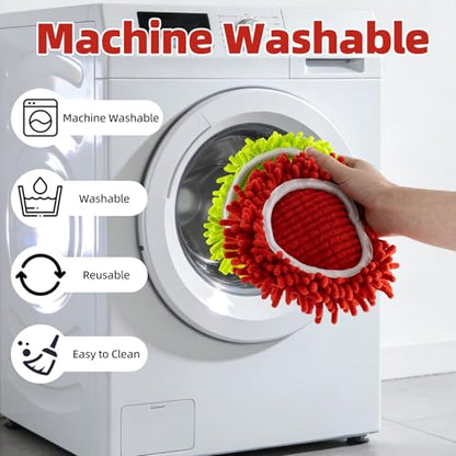 6 Packs Mop Head Replacements & 4-Section Spin Mop Handles for Ocedar, and Spin Mop Base Compatible with O-Cedar EasyWring 1 Tank Spin Mops Refills - color: 2green+2red
