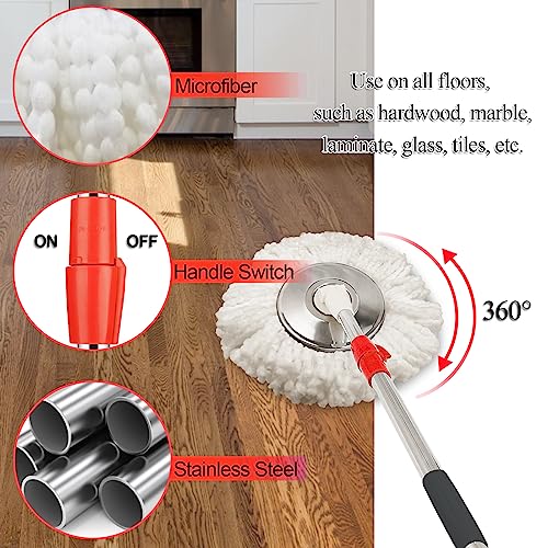 Spin Mop and Bucket with Wringer Set, 360° Spinning Mop Bucket System with 3 Microfiber Mop Replacement Heads and 61" Stainless Steel Adjustable Handle for Floor Cleaning - color: Black-1