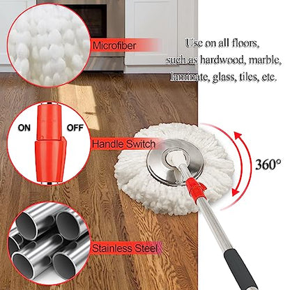 Spin Mop and Bucket with Wringer Set, 360° Spinning Mop Bucket System with 3 Microfiber Mop Replacement Heads and 61" Stainless Steel Adjustable Handle for Floor Cleaning - color: Black-1