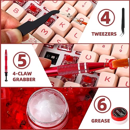 Keyboard Remover Tool Kit, 8 Pcs Set - Keycap Puller, Switch Puller, Tweezers, 4-Claw Grabber