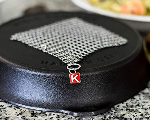 Knapp Made CM Scrubber 6" x 6" Small Ring Chainmail Cast Iron Scrubber, Premium Stainless Steel Mesh Cleaner for Pre-Seasoned Pans, Dutch Ovens, Grills and Skillets - size: 6x6 Inch (Pack of 1)