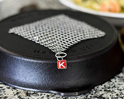 Knapp Made CM Scrubber 6" x 6" Small Ring Chainmail Cast Iron Scrubber, Premium Stainless Steel Mesh Cleaner for Pre-Seasoned Pans, Dutch Ovens, Grills and Skillets - size: 6x6 Inch (Pack of 1)