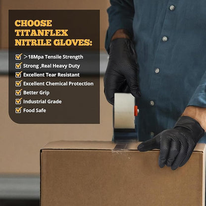 TitanFlex Heavy Duty Black Industrial Nitrile Gloves with Raised Diamond Texture, Latex Free (6mil/8mil) - color: 05 6mil (1000ct), size: XX-Large