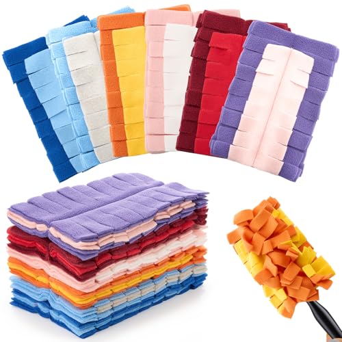 Zubebe 12 Pcs Duster Refill Reusable Fleece Duster Refills Feather Flat Dusters Multi Surface Washable Cleaning Pads Tools for Home, Blinds, Car, Pet, Furniture, Fans (Colorful) - color: Colorful