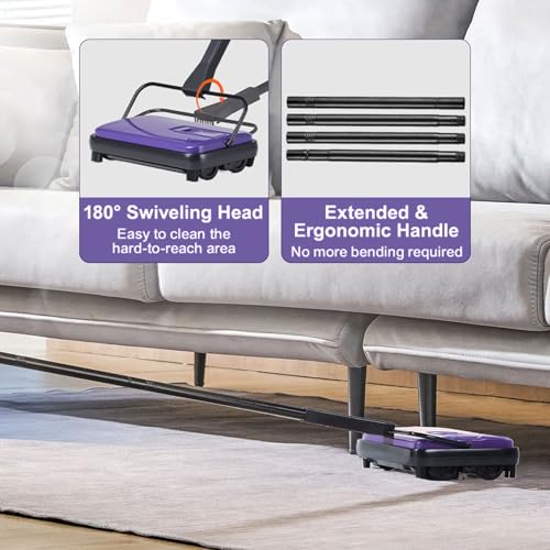 Carpet Sweeper Manual - Floor Sweeper for Home Office, 6.7 Inch Width