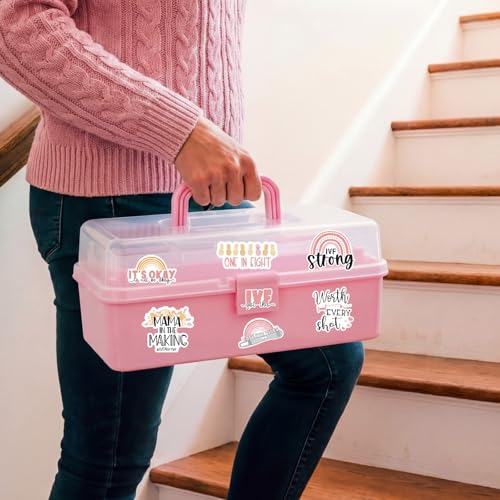 Mifoci Pink IVF Medication Organizer Gift Caddy 3-Layer Plastic Dividing Storage Box with Spacers IVF Meds Must Haves Organize Supplies Womens Home Utility Box - color: Pink