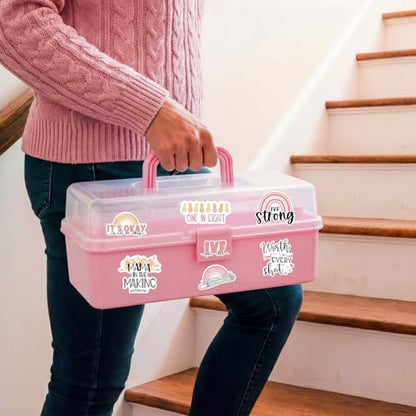 Mifoci Pink IVF Medication Organizer Gift Caddy 3-Layer Plastic Dividing Storage Box with Spacers IVF Meds Must Haves Organize Supplies Womens Home Utility Box - color: Pink