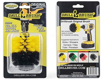 Drill Brush - Bathroom Cleaning Accessories - Shower Cleaner Brush - Scrub Brush - Bath Mat - Bathtub Brush - Sink Brush - Toilet Scrubbing Brush - Tile Flooring Cleaner - Grout Cleaner Brush for Home - color: All Purpose Medium-yellow