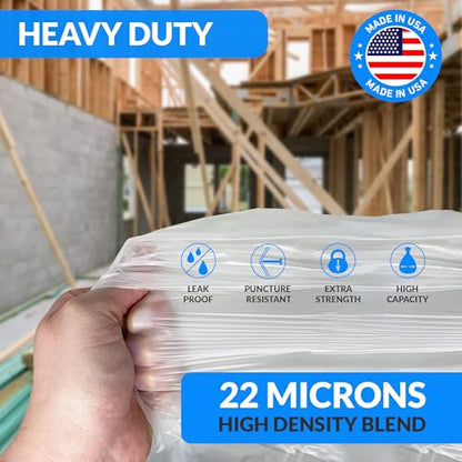 Reli. 95 Gallon Trash Bags (15 Count) | Clear | Twist Ties Included | Extra Tough, Leak-Proof, Heavy Duty Garbage Bags | Ideal for Large Clean Ups