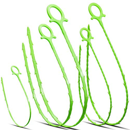 5 in 1 Compatible for Drain Snake Hair Drain with 5 Packs Drain Auger Clog Remover Cleaning Tool (Green)