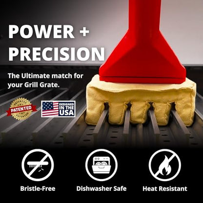 Grill Rescue BBQ Replaceable Scraper Cleaning Head, Bristle Free Grill Brush- Durable and Unique Scraper Tools for Cast Iron or Stainless-Steel Grates (Grill Grate Brush with Scraper) - color: Grill Grate Brush With Scraper