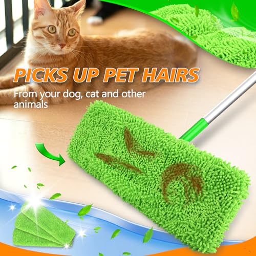 6 Pack XL Reusable Microfiber Mop Pads for Swiffer XL Mop - Dry Sweeping & Wet Mopping Cloths for Floor, Wall & Window Cleaning - color: 6 Pack (Green)