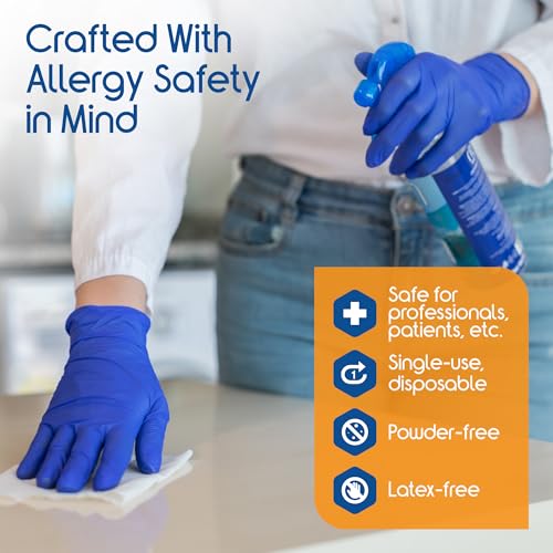 Inspire Cobalt Blue Nitrile Disposable Gloves | 4.5 Nitrile Safety Medical Exam Cooking Cleaning Disposable Gloves - size: Small, style: Blue - Case of 1000
