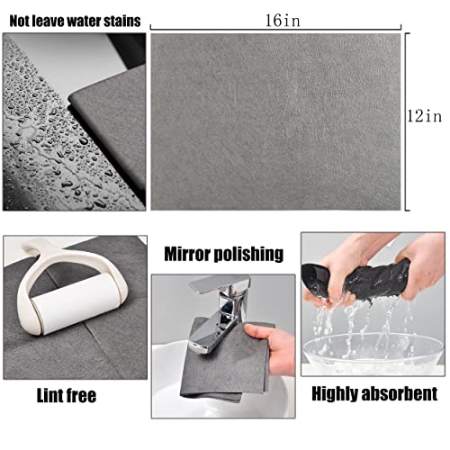 KTT Microfiber Cleaning Cloth, 12" x 16", 8 Pack | Reusable Microfiber Cleaning Cloth, Lint Free, For Home, Window, Mirror Glass and Cars - color: Dark Grey 8p