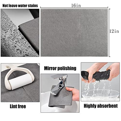 KTT Microfiber Cleaning Cloth, 12" x 16", 8 Pack | Reusable Microfiber Cleaning Cloth, Lint Free, For Home, Window, Mirror Glass and Cars - color: Dark Grey 8p