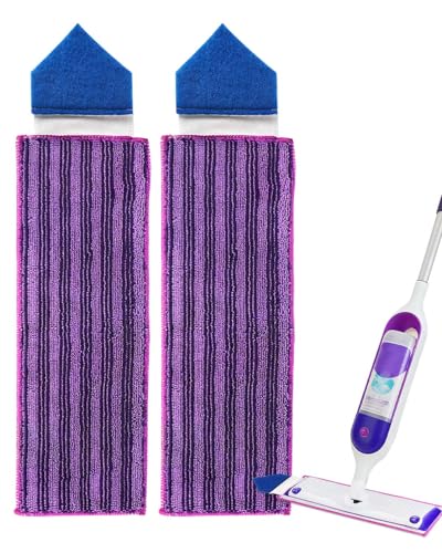 KEEPOW Reusable Power Mop Refill Pads with Scrubbing Pads Compatible with Swiffer PowerMop Microfiber Power Mop Refills Power Mop Pads Replacement for Hardwood Floor Cleaning, 2 Pack - color: Purple-2 Pack
