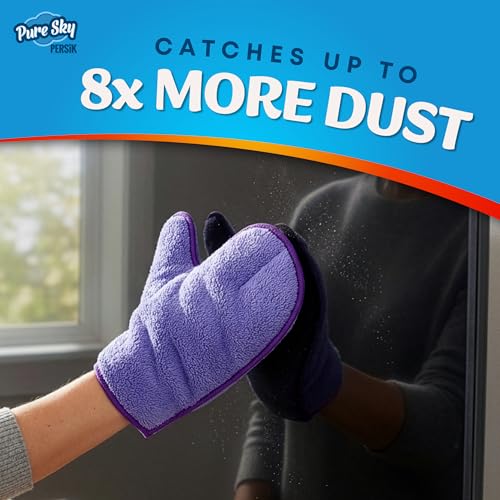 persik Pure-Sky Ultra Microfiber Cleaning Glove – JUST ADD Water No Detergents Needed - 2-in1, Combination for Glass and Multipurpose – Streak Free Magic Window Polishing Glove - Removes Stains, Dust - style: Glass and Multipurpose Glove