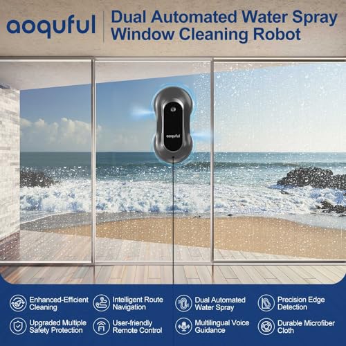 Intelligent Window Cleaning Robot - Electric Window Cleaner with Dual Water Spray, Remote & App Control, Suitable for Interior & Exterior Windows, Includes 12 Cloths, Sliver Grey - color: Sliver Grey