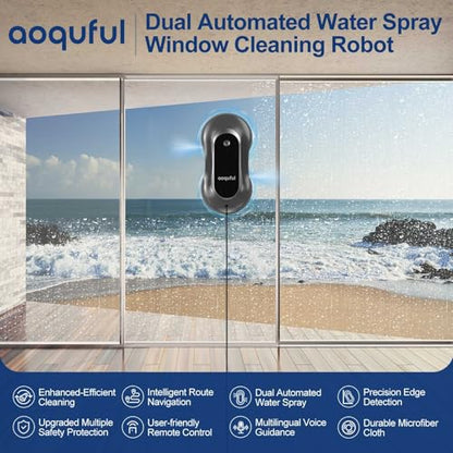 Intelligent Window Cleaning Robot - Electric Window Cleaner with Dual Water Spray, Remote & App Control, Suitable for Interior & Exterior Windows, Includes 12 Cloths, Sliver Grey - color: Sliver Grey