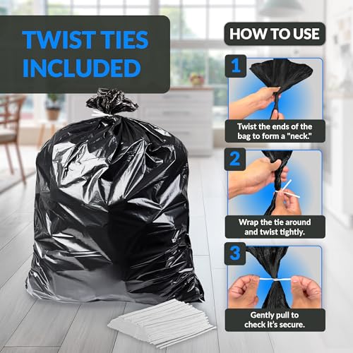 Reli. 40 to 45 Gallon Trash Bags Heavy Duty | 250 Trash Bags with Ties | Super Sizeable, Black, Serious Garbage Cleanup