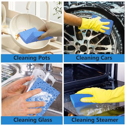 Cellulose Sponges, Large Size 4" x 6" x 1" - Heavy Duty Scrub Kitchen Sponge, Clean Tough Messes Without Scratching Kitchen Cleaning Pads, Pop Up Eco DIY (6 Pack), Blue - color: Blue