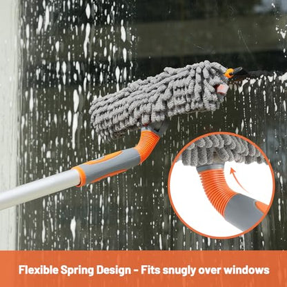 Eazer 65'' Squeegee Window Cleaner 2 in 1 Rotatable Window Cleaning Tool Kit with Telescopic Pole, Window Washing Equipment with Bendable Head for Indoor/Outdoor Window and Car Glass - EAW01 Pro - size: 65inch