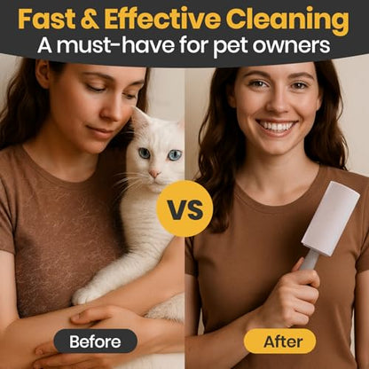 DELOMO Extra Sticky Lint Roller for Pet Hair, 600 Sheets Mega Pack (2 Rollers+ 4 Refills), Pet Hair Remover for Clothes, Couch, Furniture, Bedding, Car Seats - Easy Peel Design for Dog Cat Owners - size: C: 2 Rollers + 4 Refills ( 600 Sheets Total )