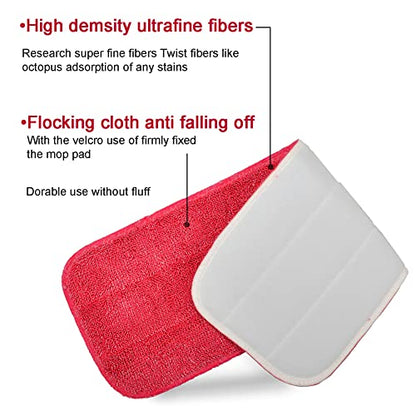 Microfiber Replacement Mop Pad, 18 x 6 Wet & Dry Home & Commercial Cleaning Refills, Reusable Floor Mop Pads, 6 Pack (Red)… - color: Red