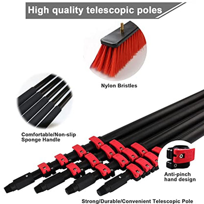 Solar Panel Cleaning Water Fed Pole 30 FT,with Squeegee/Easy to Carry,for Window Cleaning Solar,3.6M/5.4M/6M/7.2M/9M/10.8M,20FT/6m - color: 20ft/6m