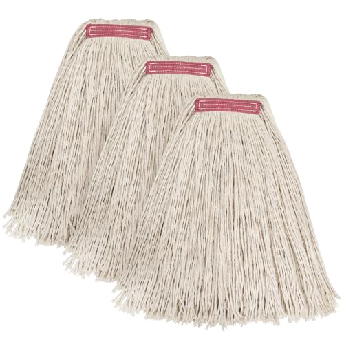 Matthew Cleaning 24oz 3Pack Cotton Floor Mop,Cotton Looped-Open String Heavy Duty String Refills, Universal Headband Blend Material,Mop Head Replacement for Home, Industrial and Commercial Use(White) - color: White, size: 24oz 3 Pack