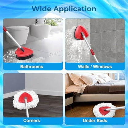 2 Pack Spin Mop Heads Replacement Compatible with O Cedar EasyWring 1Tank, Upgraded Scrub Brush,4 Section Mop Handle and 1 Base Combo Set, Microfiber Replace Head Refill - color: White