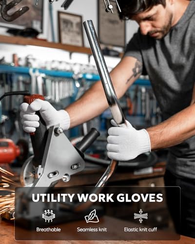 Cotton Work Gloves,12 Pairs String Knit Cotton Gloves Liners for BBQ, Grilling, Gardening, Painting, Men&Women - size: X-Large