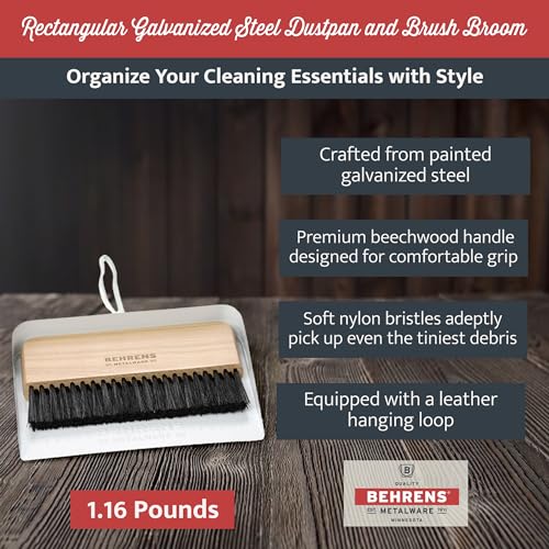 Behrens White Galvanized Dustpan & Brush Set - color: White